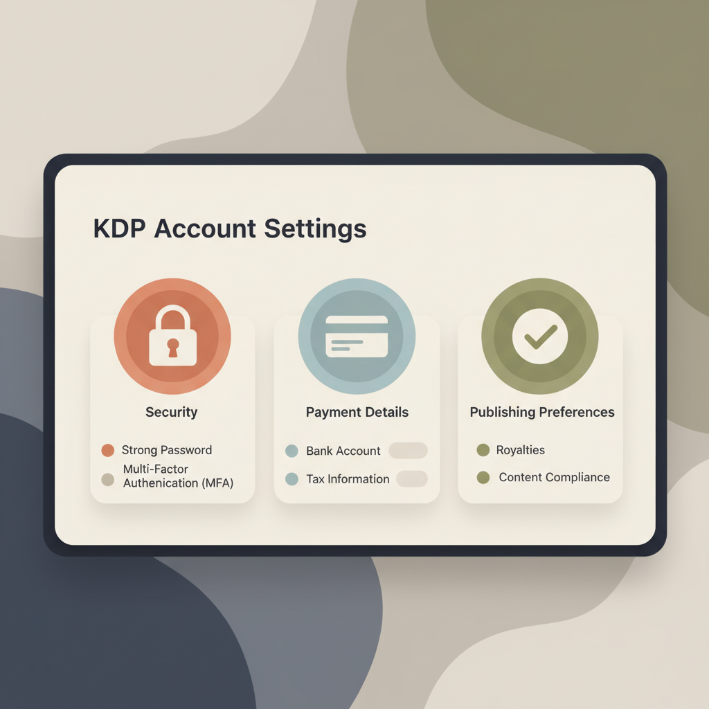 My Amazon KDP Account settings for security and payments