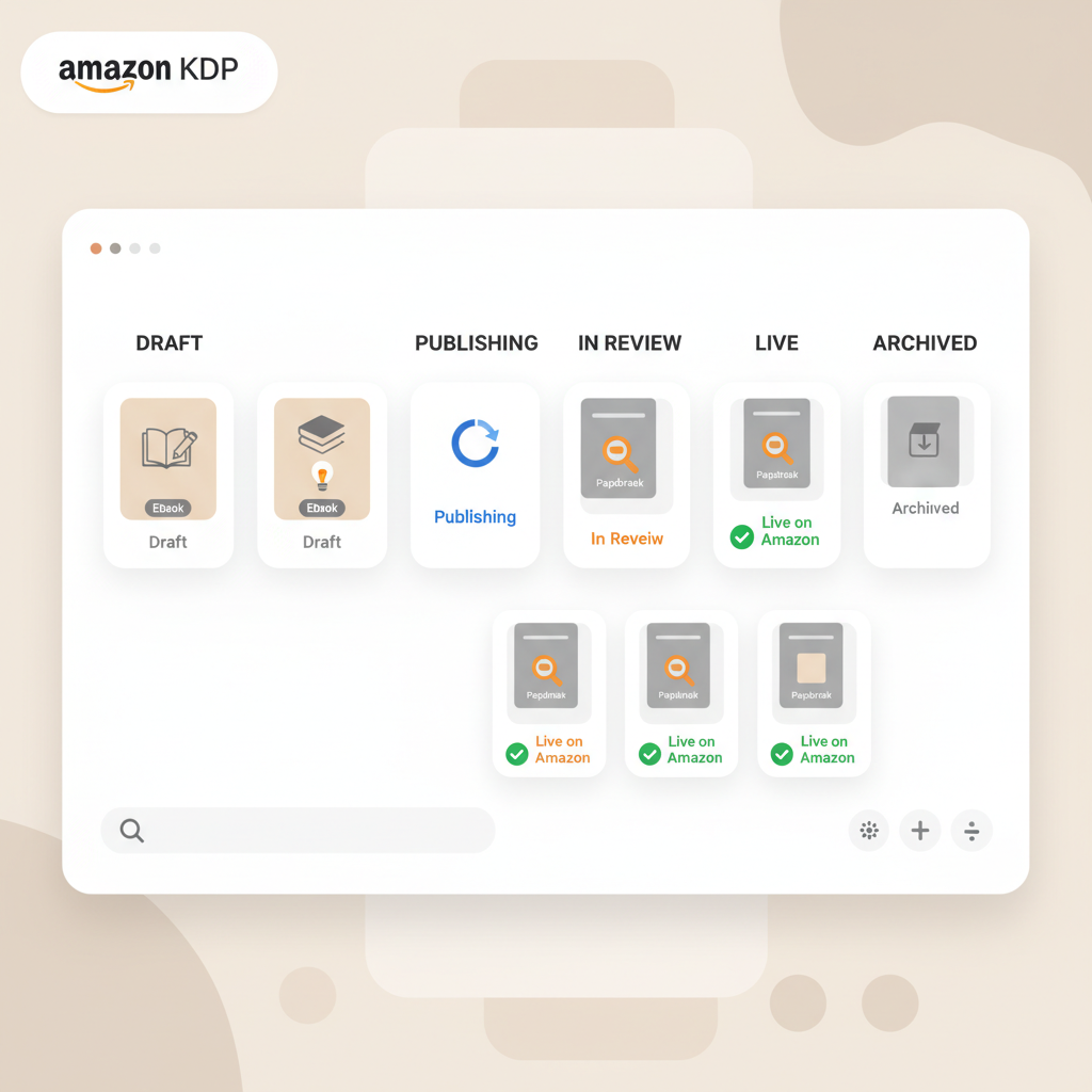 Amazon KDP Bookshelf statuses, views and next steps